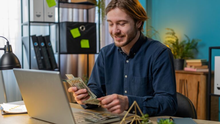 businessman counting cash